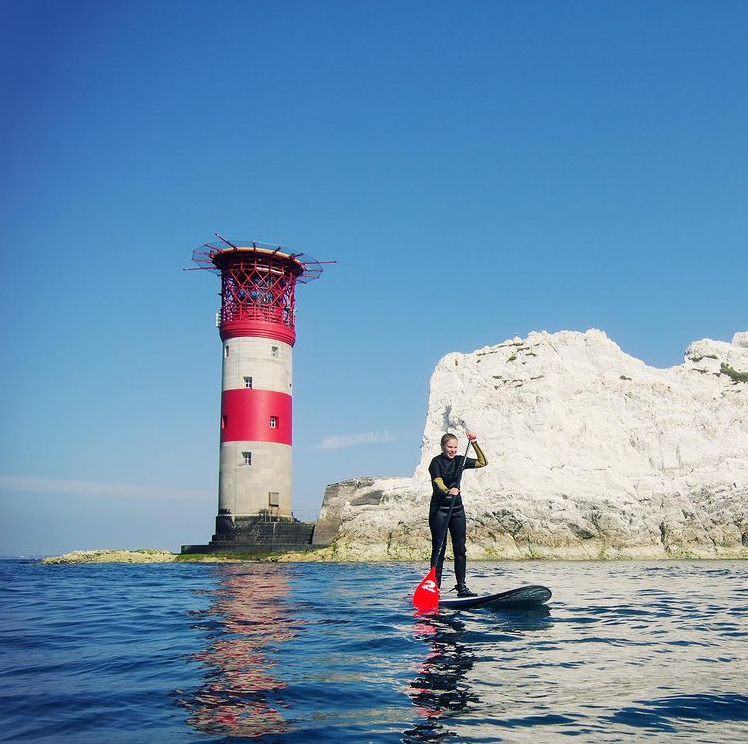 Paddle boarding at the Needles